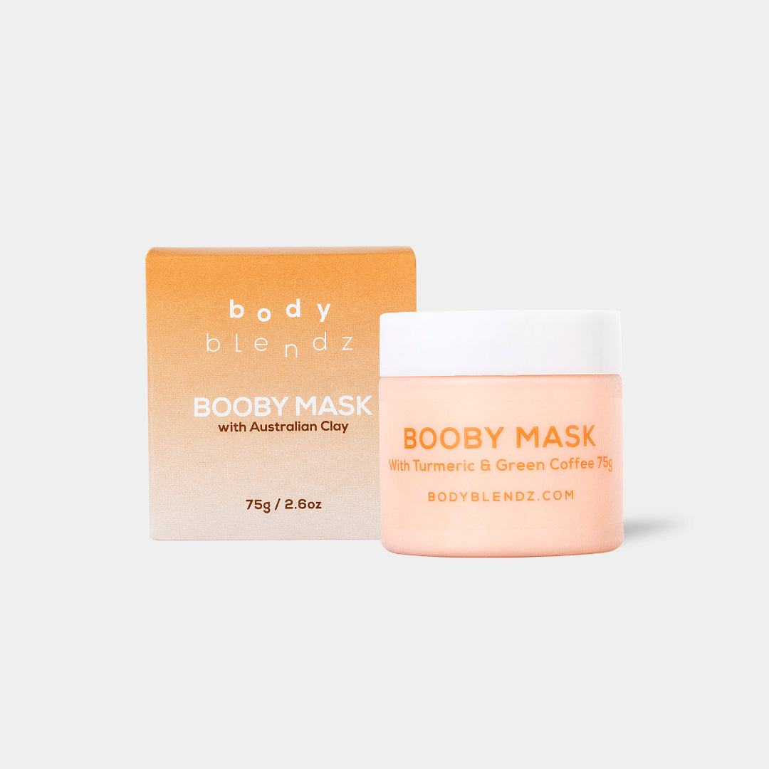 BodyBlendz booby mask with Australian clay turmeric and green coffee for firming smoothing and brightening skin