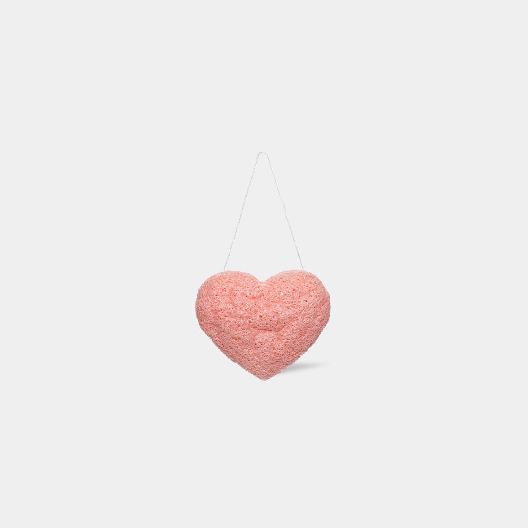 BodyBlendz pink konjac heart sponge gentle facial exfoliator for cleansing, removing impurities, and achieving soft, smooth skin