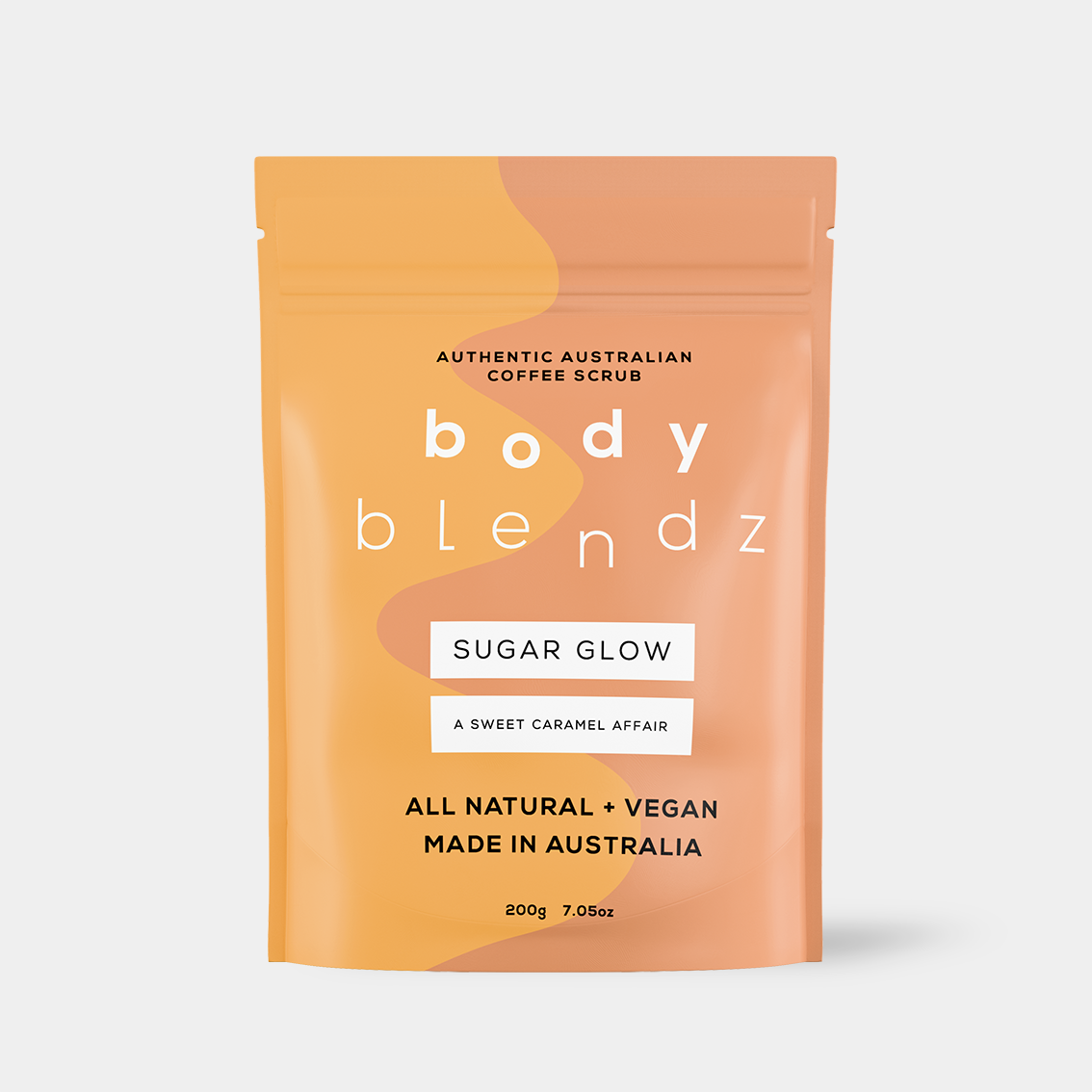 BodyBlendz sugar glow coffee scrub, natural vegan exfoliating body scrub for smoother softer glowing skin with caramel scent